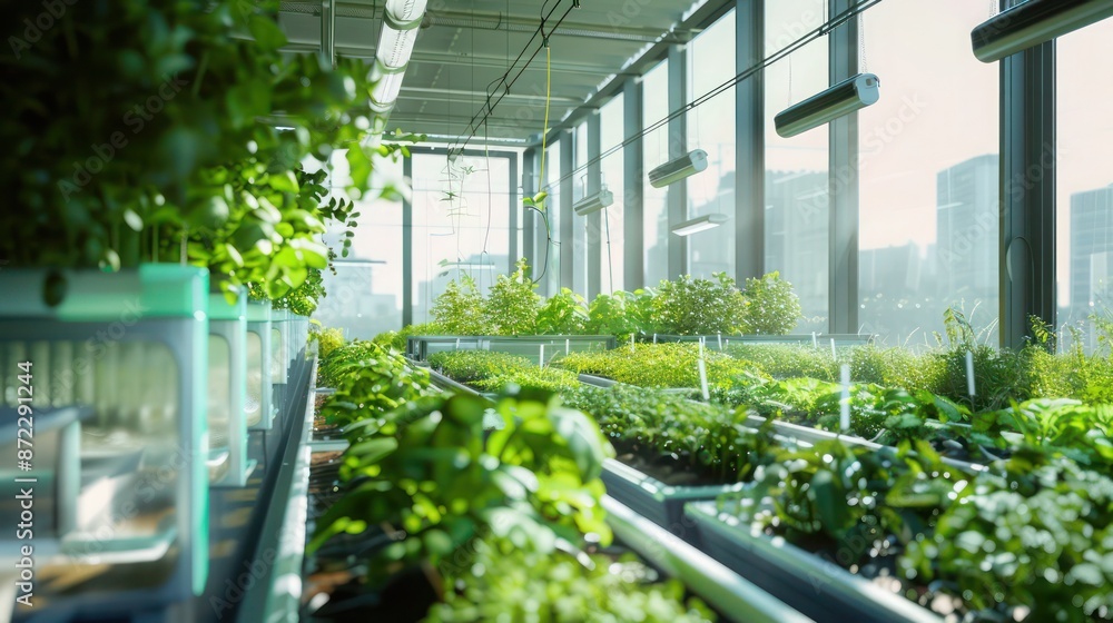 sustainable urban farm with a greenhouse made entirely of energy-efficient windows, optimizing light and temperature to boost plant growth year-round sustainable urban farm with a greenhouse made entirely of energy-efficient windows, optimizing light and temperature to boost plant growth year-round