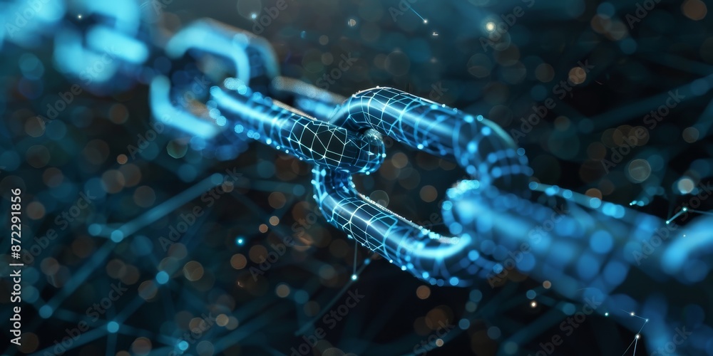 3D rendering of blockchain. Blue chain of blocks. Concept of distributed ledger technology. 3D rendering of blockchain. Blue chain of blocks. Concept of distributed ledger technology.