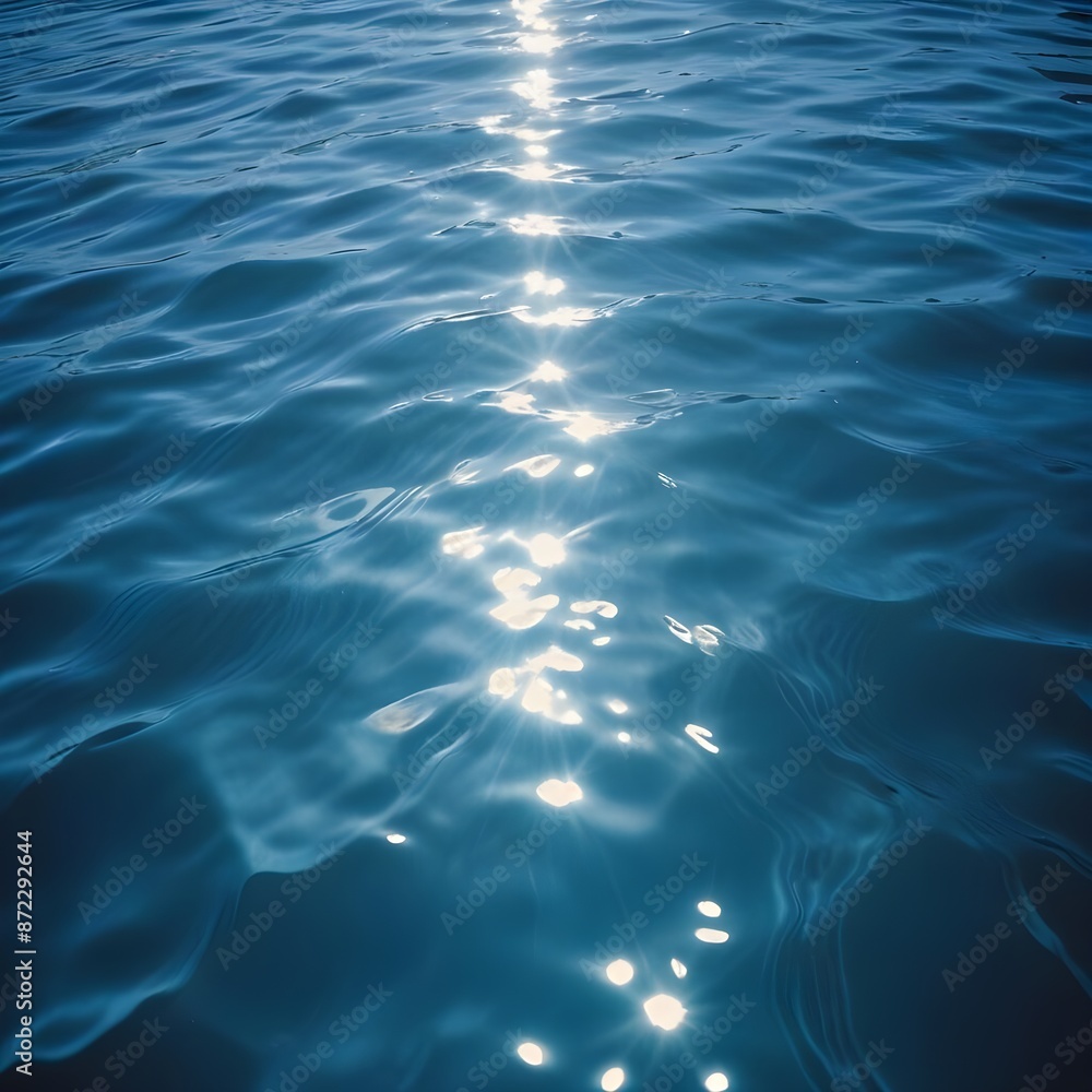 Fototapeta premium Rippling blue water surface with light reflections