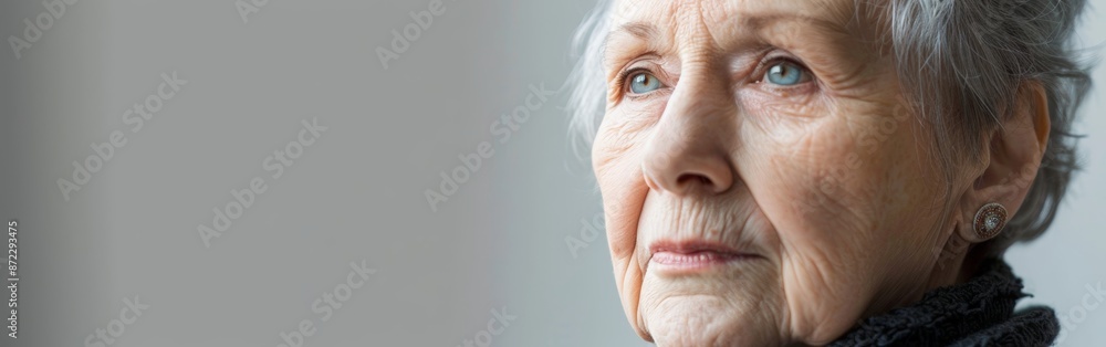 Reflective Elderly Woman Contemplates Life's Journey Reflective Elderly Woman Contemplates Life's Journey