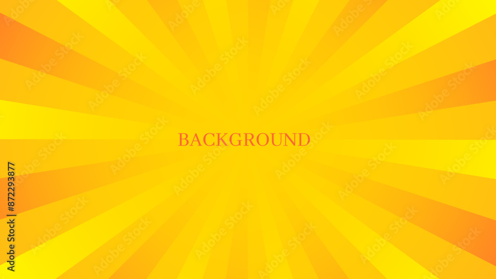 Orange abstract background with yellow radial pattern, striped comic banner, rays of light Orange abstract background with yellow radial pattern, striped comic banner, rays of light