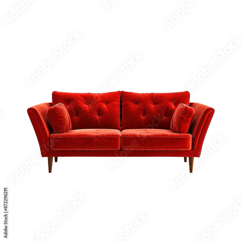 red sofa on a white background and png