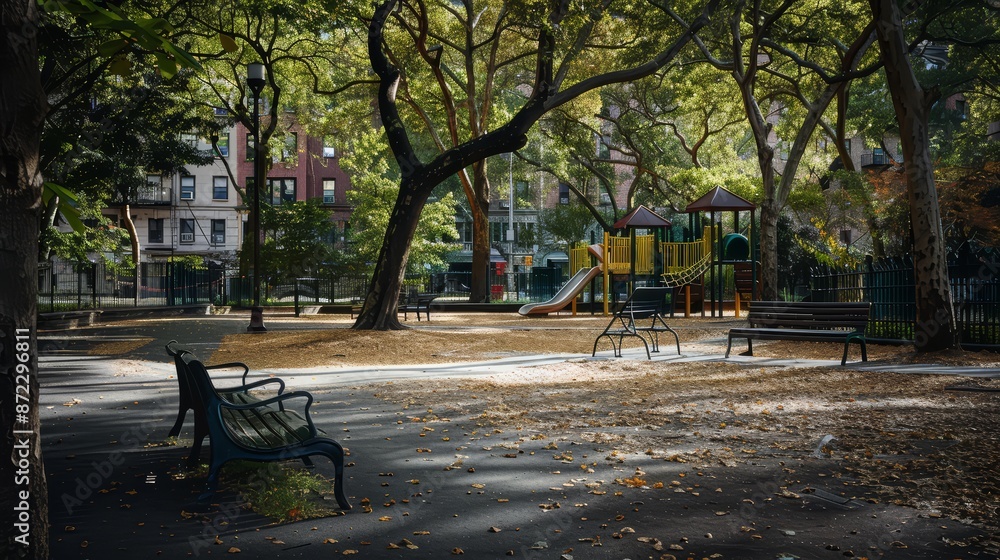 Obraz premium An empty park in the heart of the city