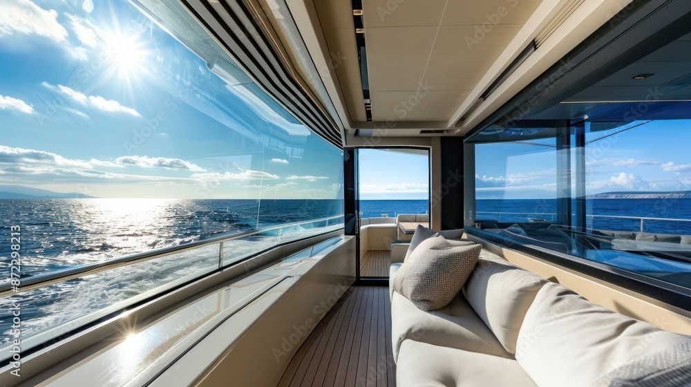 luxury yacht cabin with specialized energy-efficient windows that ...