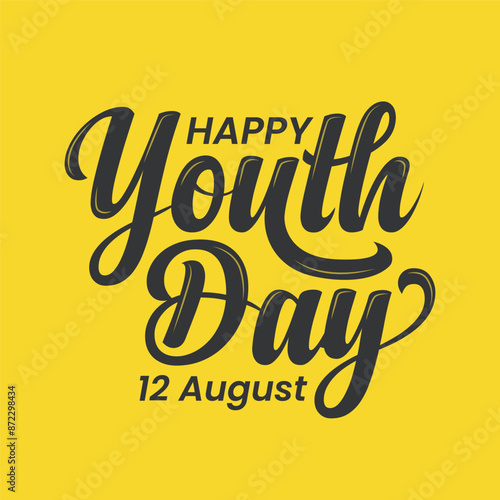 World youth day colorful typography vector illustration. Hand drawn lettering greeting card for celebrating international youth day 12 August. Youth day banner, poster, social media template design.