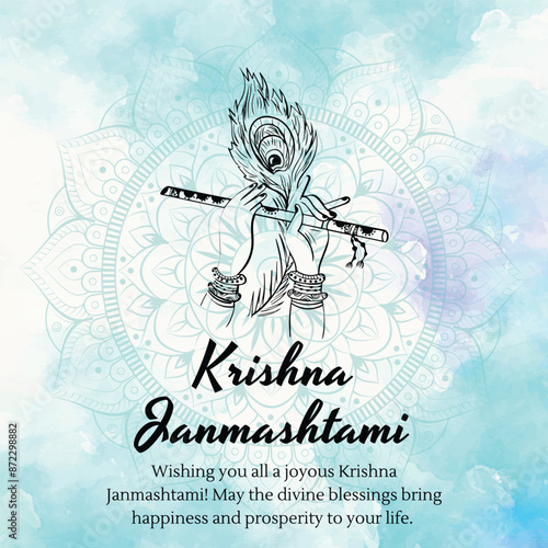 Shree Krishna Janmashtami festival card design