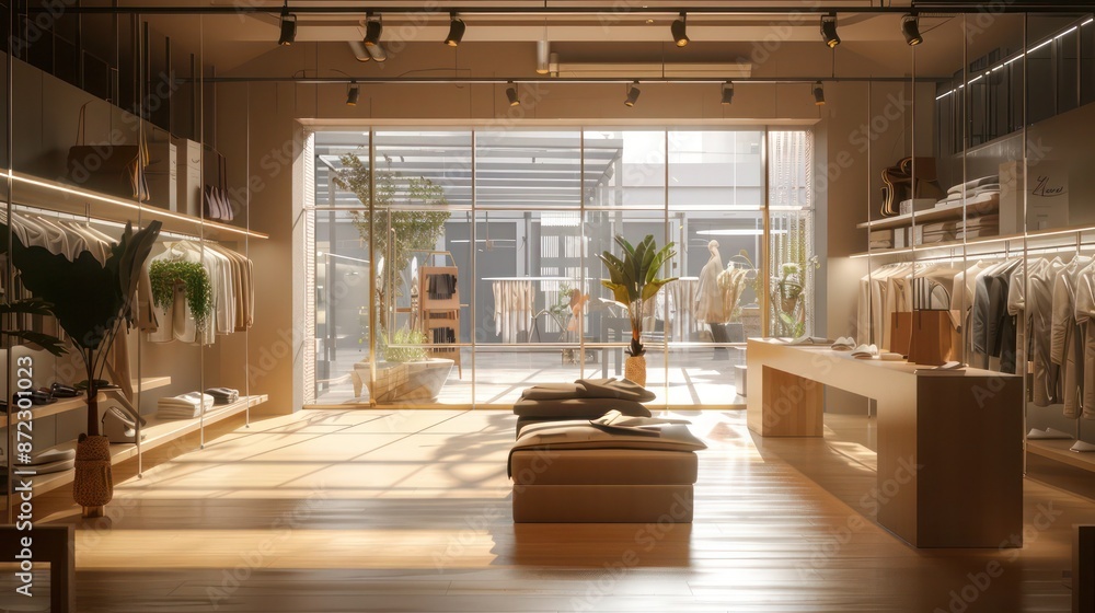 high-end fashion boutique with meticulously designed energy-efficient windows that ensure optimal display of garments under natural lighting, enhancing both sustainability and style high-end fashion boutique with meticulously designed energy-efficient windows that ensure optimal display of garments under natural lighting, enhancing both sustainability and style