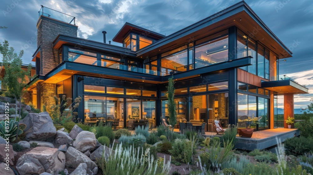 high-end residential home with energy-efficient windows that are custom-shaped to fit unique architectural details, blending aesthetics with functionality and reducing thermal loss high-end residential home with energy-efficient windows that are custom-shaped to fit unique architectural details, blending aesthetics with functionality and reducing thermal loss