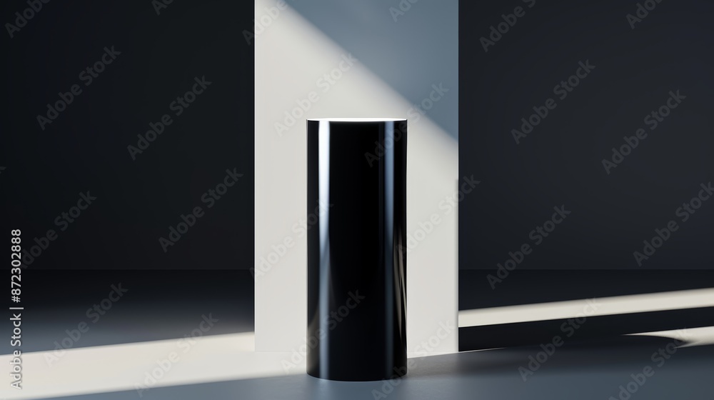 Black tube emitting radiant light with digital shadow effects, innovative and modern Black tube emitting radiant light with digital shadow effects, innovative and modern