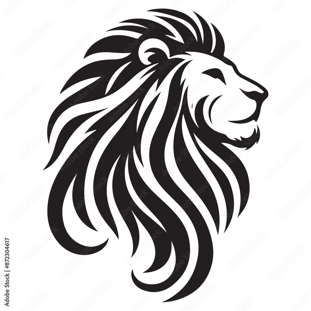 Obraz premium a black and white lion head with a long mane