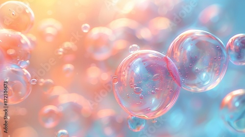 Ethereal and Colorful Floating Bubbles in a Soft, Glowing Light