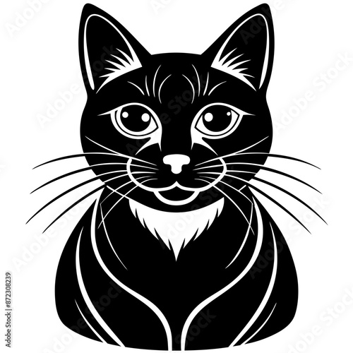 black and white Cat silhouette vector © Aynal