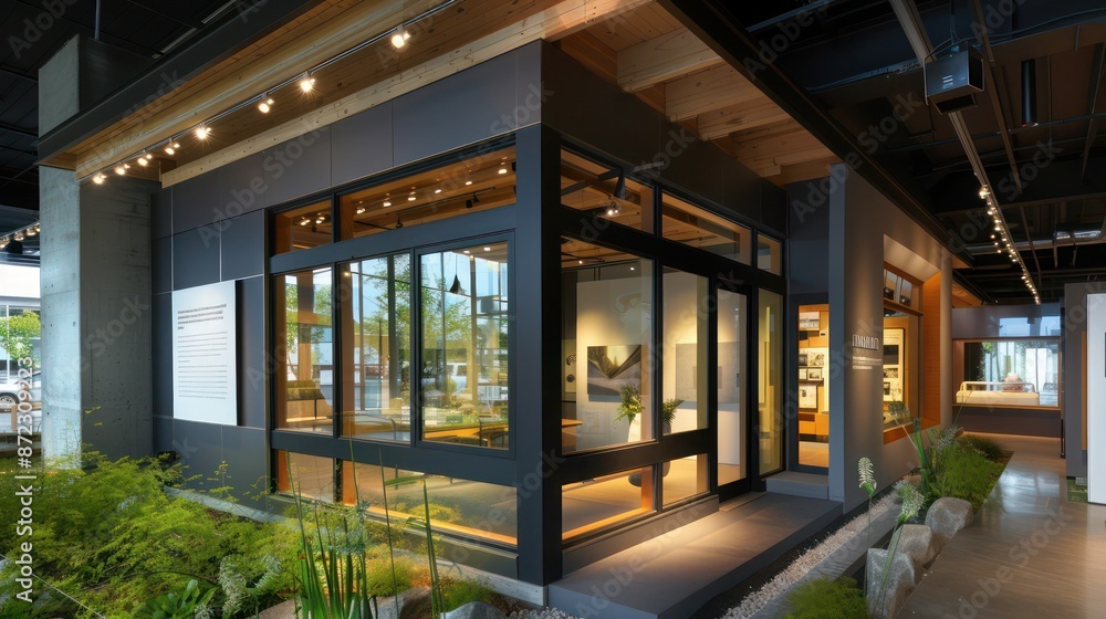sustainable living exhibition with a model home featuring the latest in energy-efficient window technology, demonstrating their benefits to visitors sustainable living exhibition with a model home featuring the latest in energy-efficient window technology, demonstrating their benefits to visitors