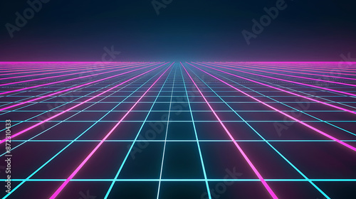 Wallpaper Mural Futuristic Neon Grid: A Journey into Digital Horizons Torontodigital.ca