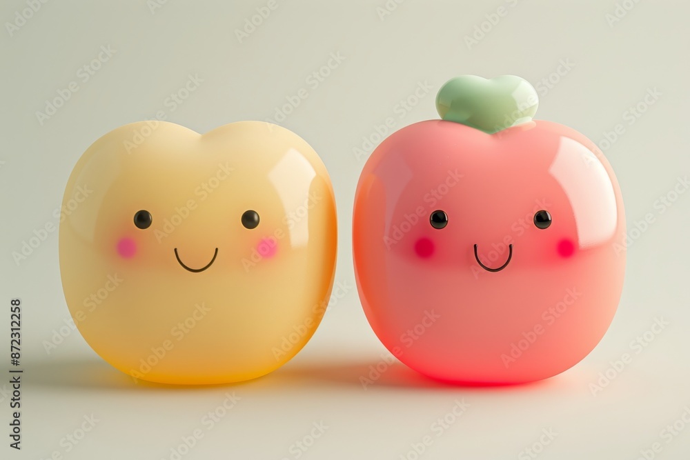Cute heart shaped characters symbolizing love and joy in a playful artistic setting Cute heart shaped characters symbolizing love and joy in a playful artistic setting