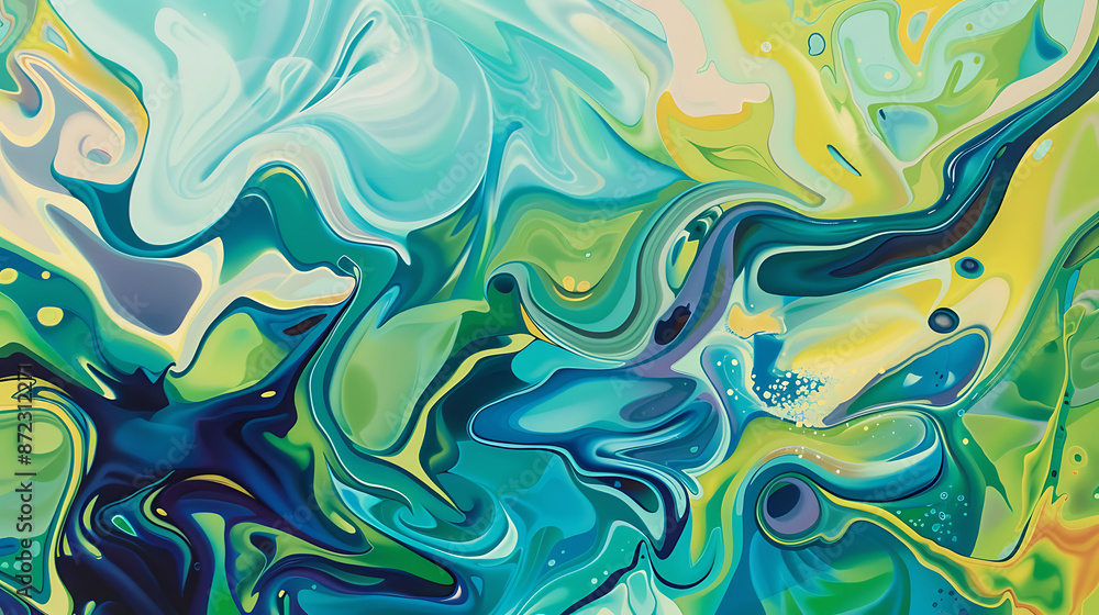 Organic Flow: Fluid Shapes in Vibrant Green and Blue Organic Flow: Fluid Shapes in Vibrant Green and Blue