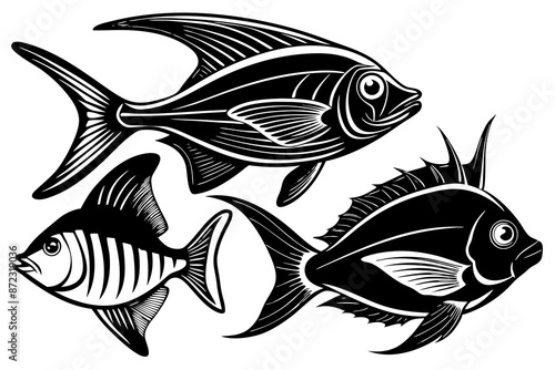 marine fish silhouette vector illustration 