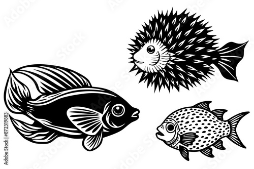 marine fish  silhouette vector illustration 