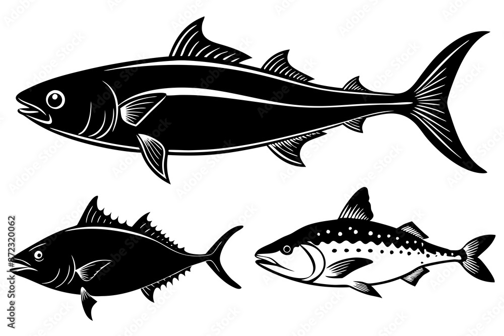 Fototapeta premium marine fish silhouette vector illustration