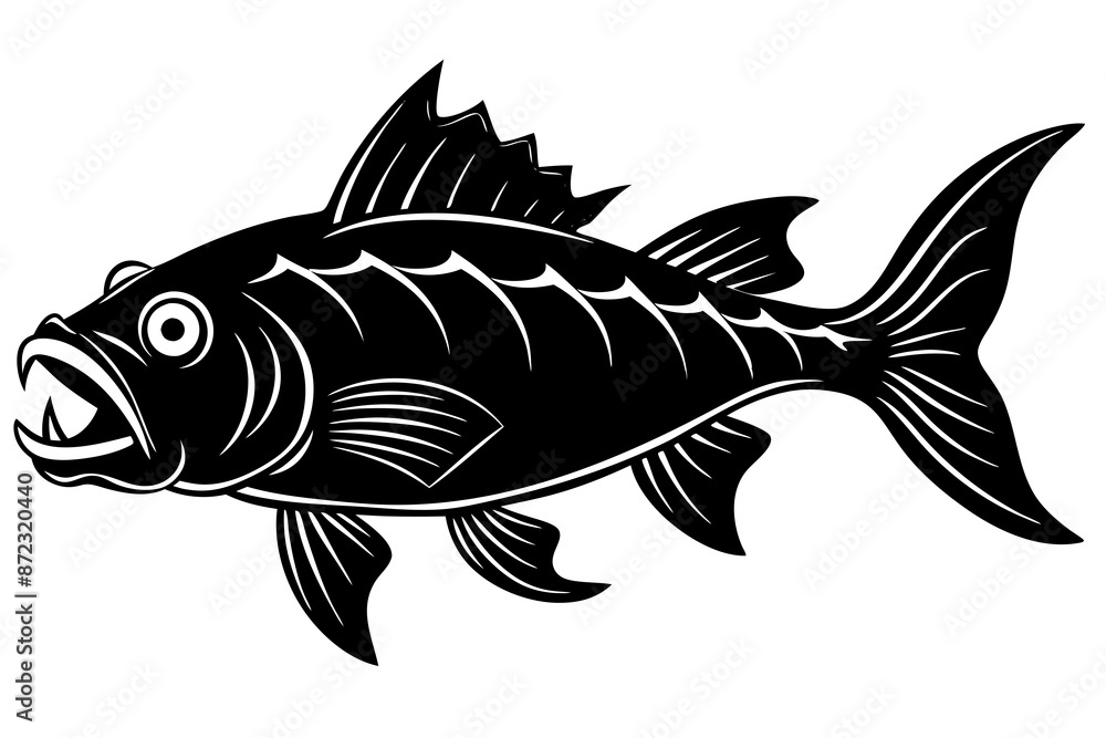 Fototapeta premium kaiju fish kaluga silhouette vector illustration 
