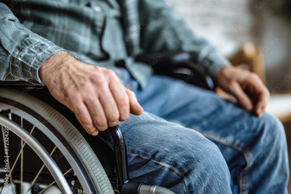 Man with a handicap, Male patient with mobility issues who is disabled Man with a handicap, Male patient with mobility issues who is disabled
