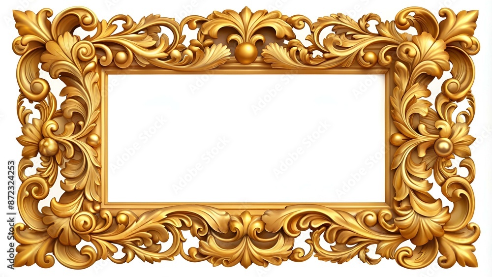 Cadre baroque rectangulaire doré, ajouré, de style italien, avec ou sans fond Cadre baroque rectangulaire doré, ajouré, de style italien, avec ou sans fond