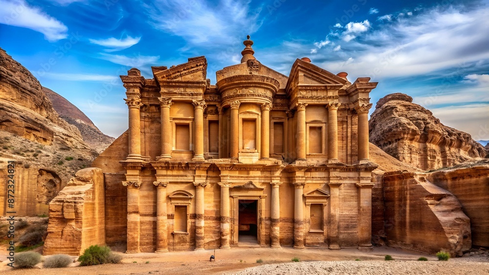 Jordan. Petra (Petra Archaeological Park). Facade of El Deir (the Monastery) Jordan. Petra (Petra Archaeological Park). Facade of El Deir (the Monastery)
