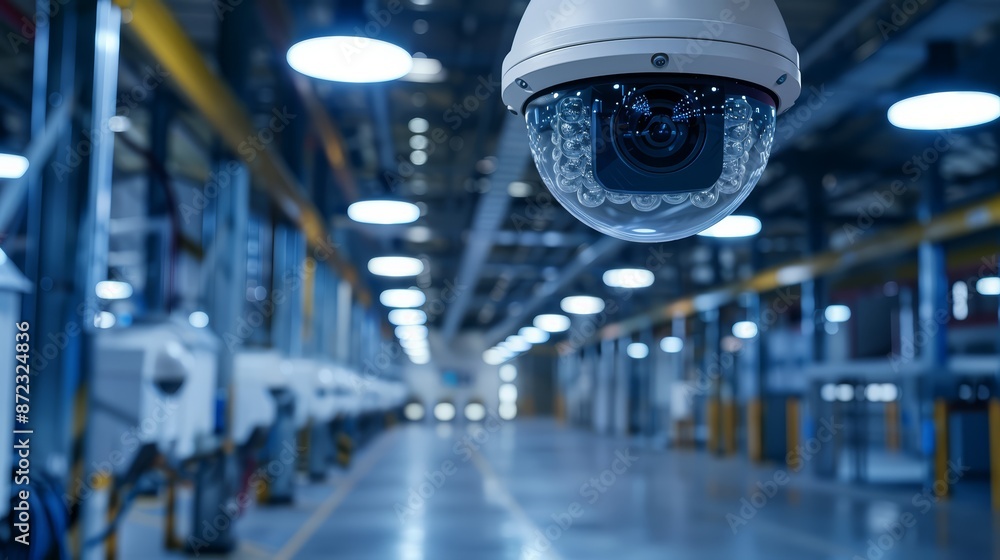 A network of security cameras covering an industrial warehouse complex A network of security cameras covering an industrial warehouse complex