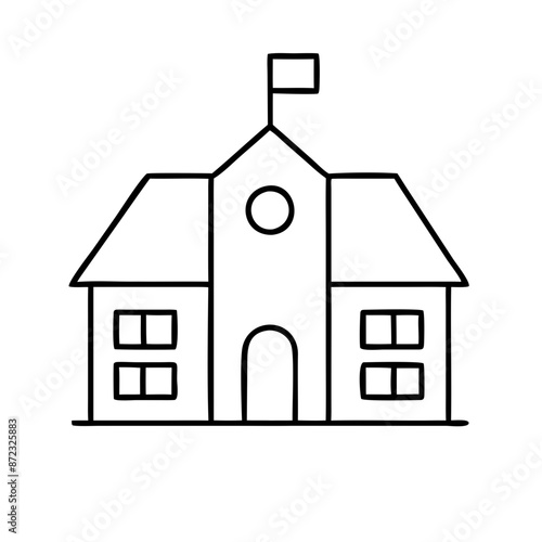 School Building Icon: Education, Classroom, University, Teaching, Learning, School Supplies, Architecture, Schoolhouse, Student, Teacher, Schoolyard, Academic Building