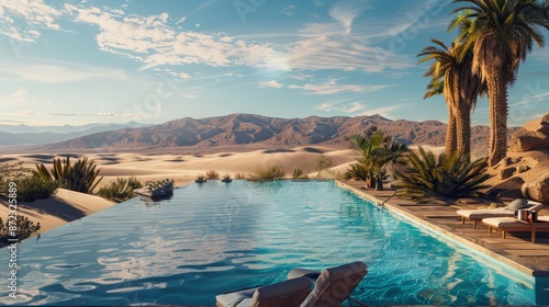 A picturesque pool in a desert oasis photo