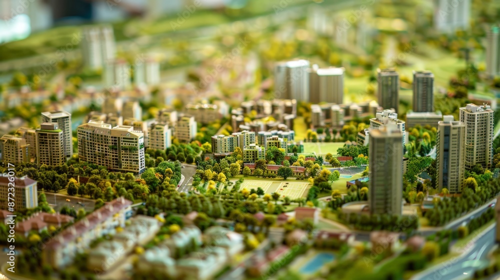 Obraz premium Intricate Urban Planning and Architectural Model
