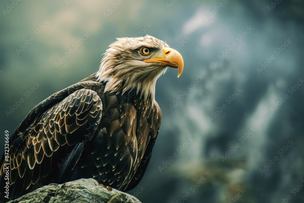 eagle on a rock against a stormy sky, wildlife photography eagle on a rock against a stormy sky, wildlife photography