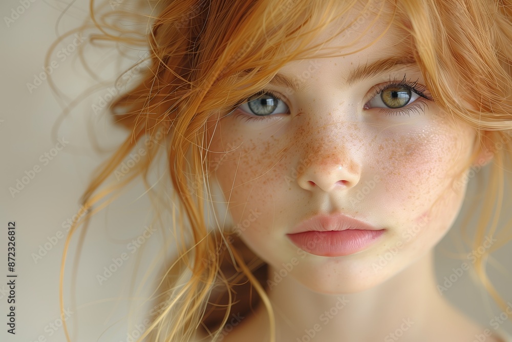 Unhappy Ginger Girl Kid Portrait Unhappy Ginger Girl Kid Portrait