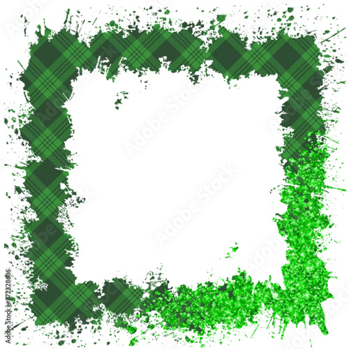 Cornice tartan e glitter verde - risorsa grafica vettoriale moderna - biglietti d'auguri, presentazioni, canva, fotografia, scrapbooking, cricut, sublimazione, adesiva