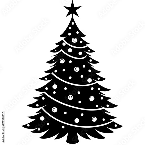 Christmas tree silhouette vector illustration.