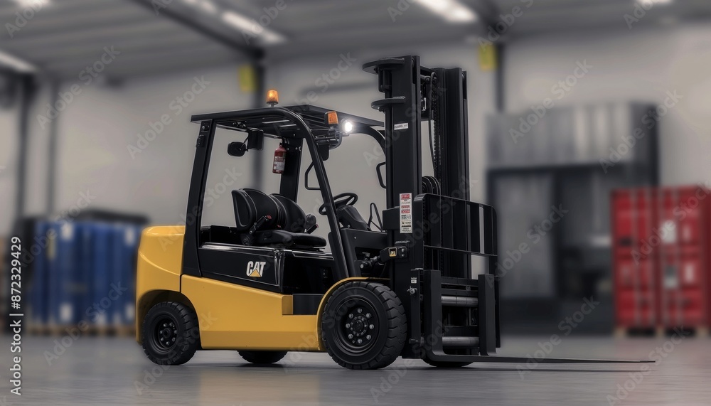 High-quality CAT forklift positioned in a clean, well-lit industrial warehouse setting High-quality CAT forklift positioned in a clean, well-lit industrial warehouse setting