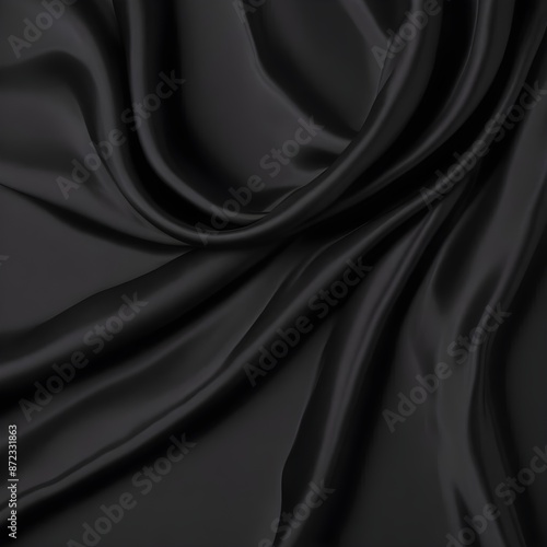 Wavy smoot soft black silk drap fallind surface sample texture background photo