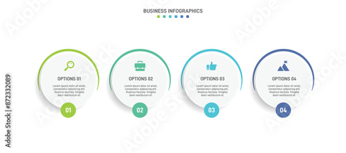 Horizontal progress bar featuring 4 arrow-shaped elements, symbolizing the four stages of business strategy and progression. Clean timeline infographic design template. Vector for presentation