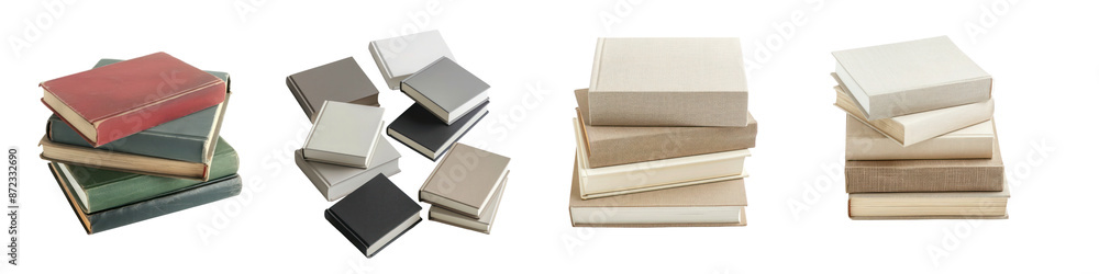 Obraz premium blank color stack books isolated on transparent background