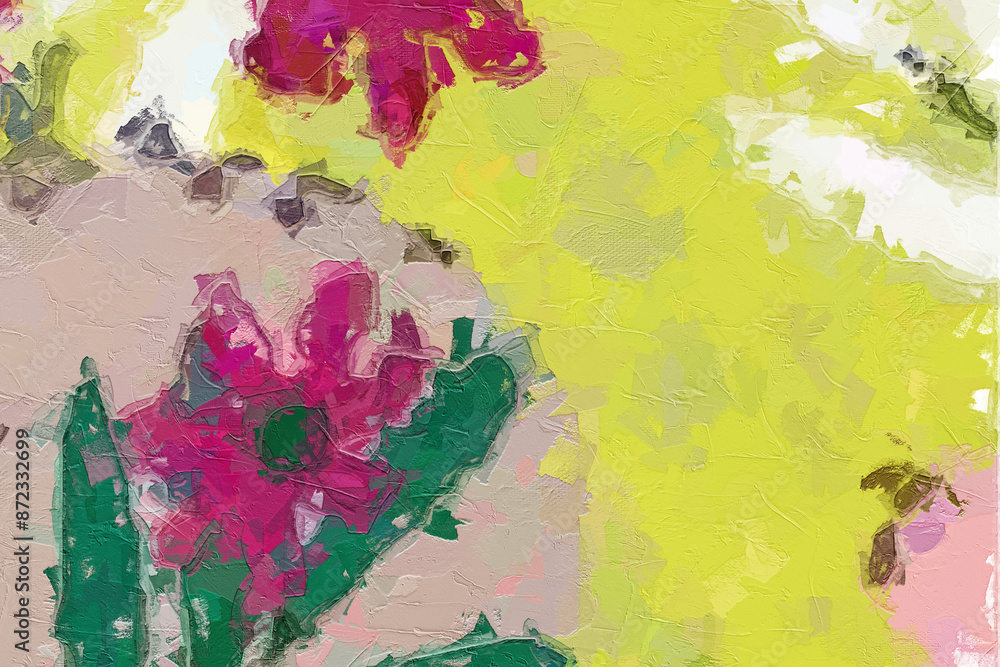 Obraz premium Oil paintings and various flowers, cranes, roses, peonies, cats, dogs, and chrysanthemums are beautiful