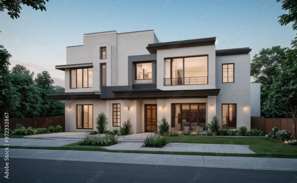 A Contemporary Dwelling with Stylish Architecture, Beautiful Exterior Design, and a Serene Garden Setting. Perfect Family Home in a Residential Neighborhood, Featuring Thoughtful Construction A Contemporary Dwelling with Stylish Architecture, Beautiful Exterior Design, and a Serene Garden Setting. Perfect Family Home in a Residential Neighborhood, Featuring Thoughtful Construction