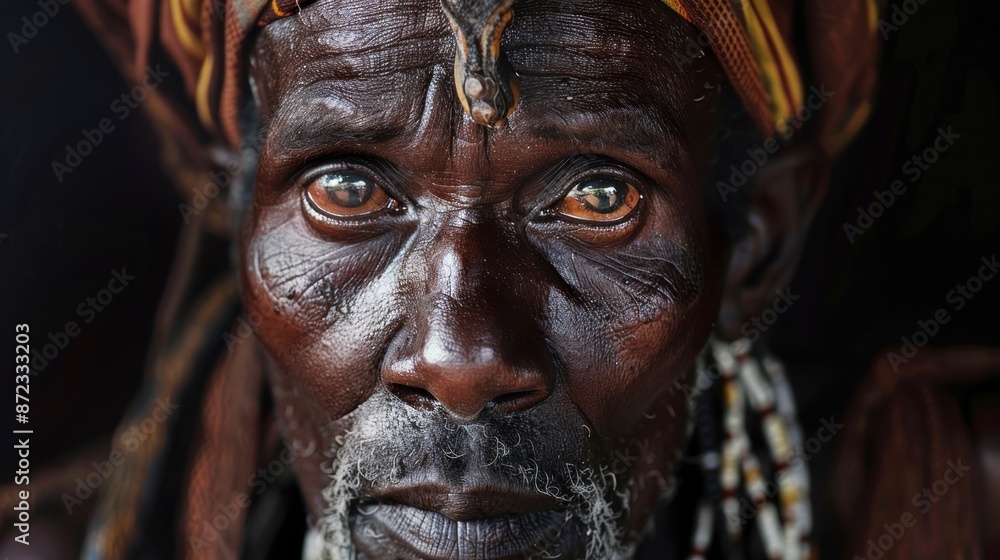 portrait of a black man from an African tribe portrait of a black man from an African tribe