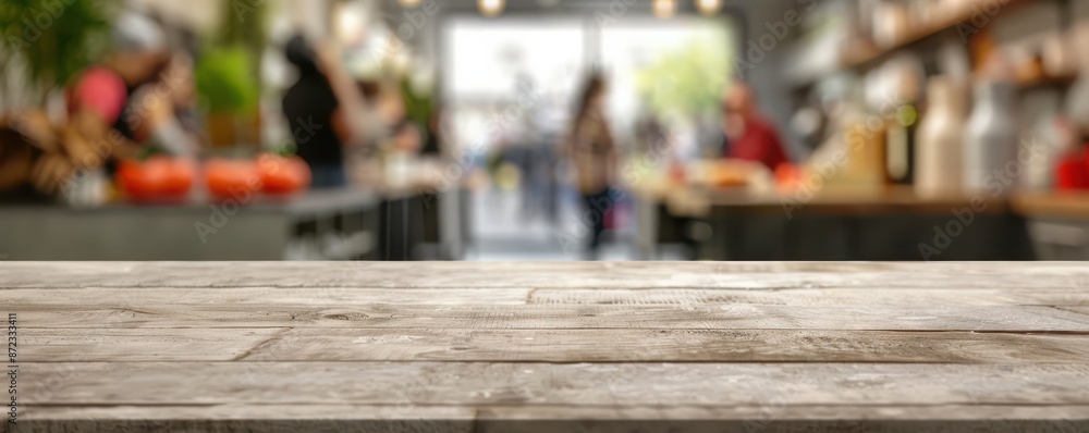 A group of people are standing around a counter in a store. Free copy space for text. A group of people are standing around a counter in a store. Free copy space for text.