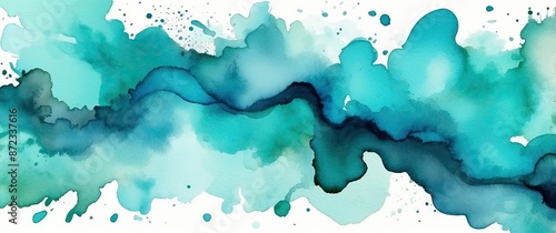 Abstract watercolor art with aqua and teal splashes Perfect for creative, modern decor or themed events needing a vibrant and fluid aesthetic