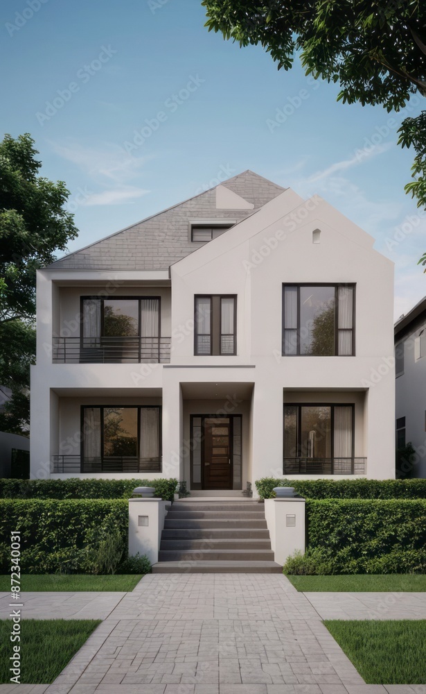 A Contemporary Dwelling with Stylish Architecture, Beautiful Exterior Design, and a Serene Garden Setting. Perfect Family Home in a Residential Neighborhood, Featuring Thoughtful Construction A Contemporary Dwelling with Stylish Architecture, Beautiful Exterior Design, and a Serene Garden Setting. Perfect Family Home in a Residential Neighborhood, Featuring Thoughtful Construction