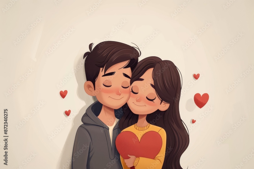 Romantic couple hugging digital illustration capturing love and warmth with a charming and elegant style Romantic couple hugging digital illustration capturing love and warmth with a charming and elegant style
