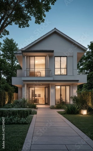 Wallpaper Mural A Contemporary Dwelling with Stylish Architecture, Beautiful Exterior Design, and a Serene Garden Setting. Perfect Family Home in a Residential Neighborhood, Featuring Thoughtful Construction Torontodigital.ca