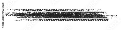 Grunge tire track, wheel braking marks. Truck, car or motorcycle tread pattern silhouette. Auto race, motorsport, speed racing design element. Vector illustration