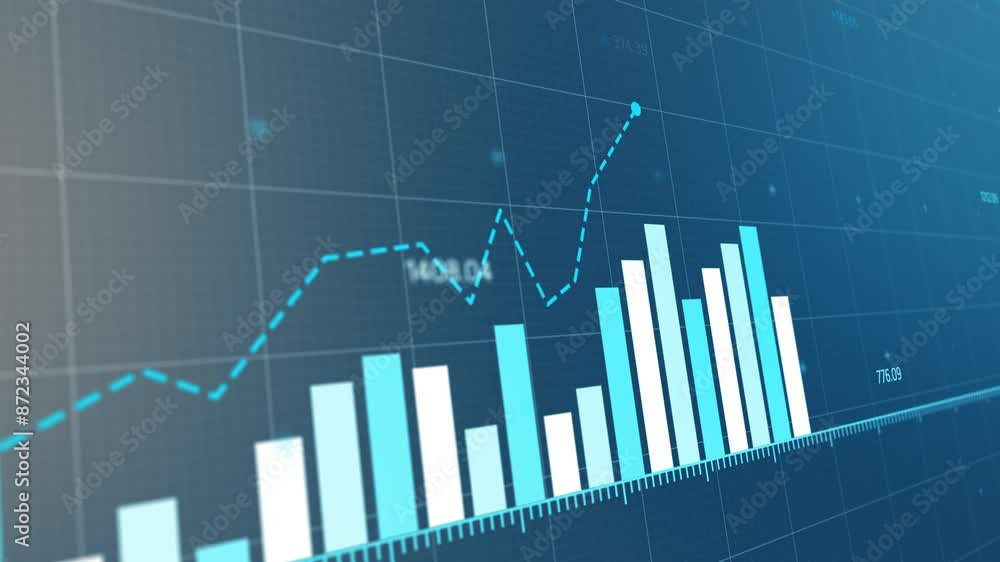 Dynamic rises and falls in cryptocurrency market — animated charts and motion diagrams depicting trading trends, finance, bank profit and loss fluctuations.