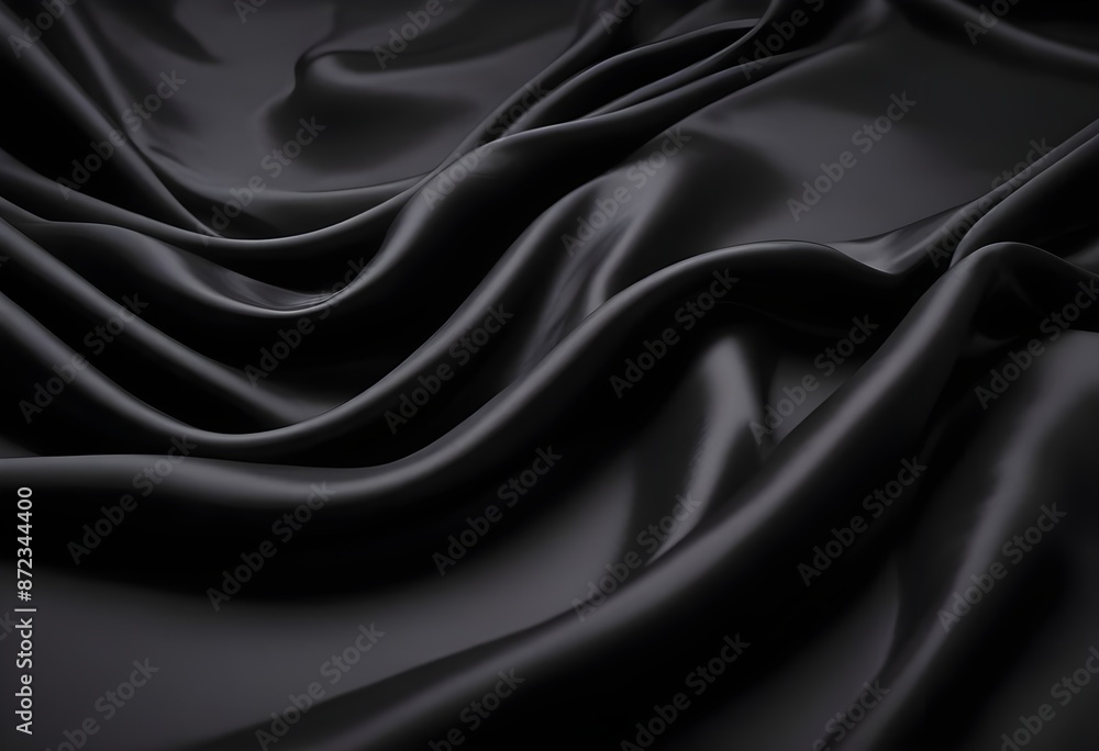 Wavy smooth black silk drapery background texture sample Wavy smooth black silk drapery background texture sample